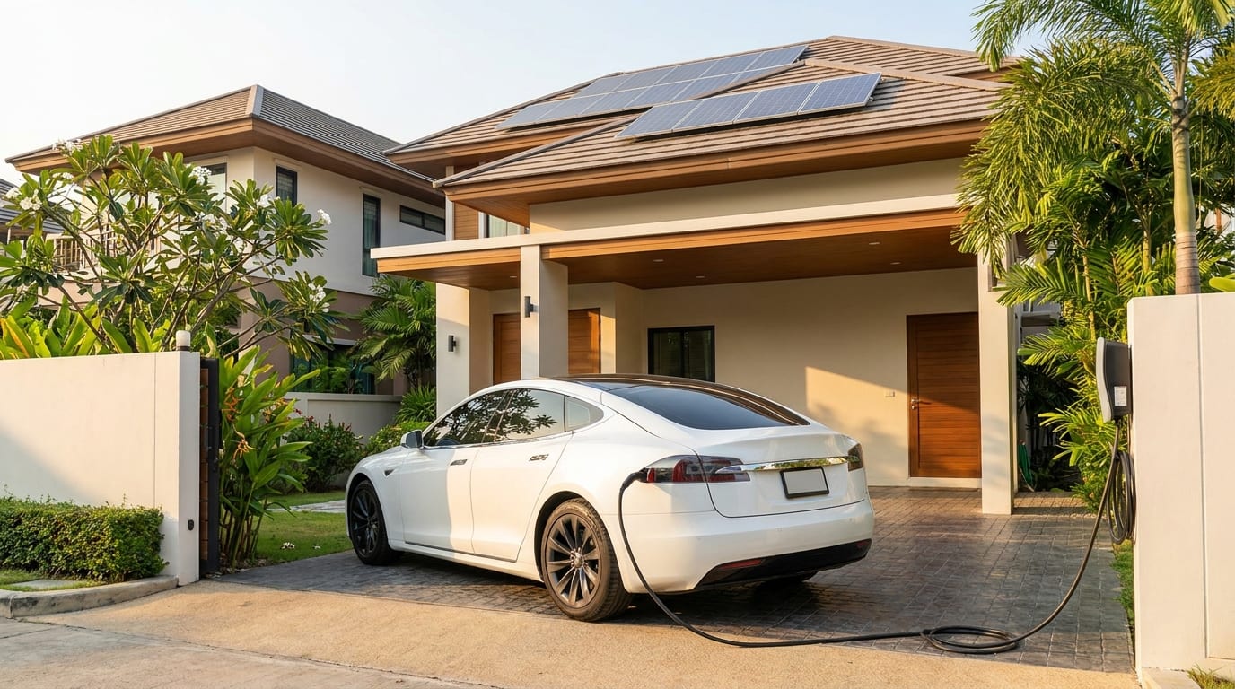 ชาร์จรถยนต์ไฟฟ้าด้วยโซล่าเซลล์ที่บ้านพร้อม Wallbox EV Charger