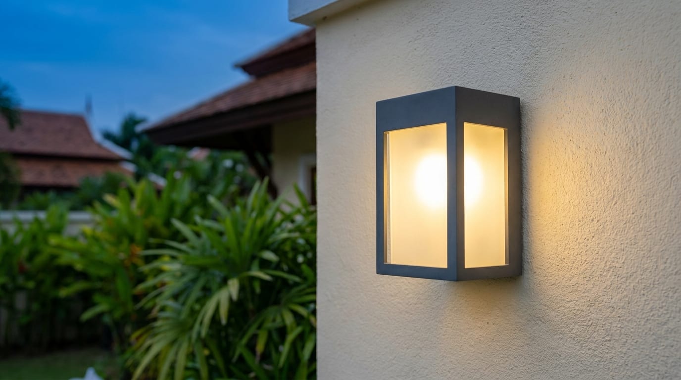 ไฟโซล่าเซลล์ติดผนังบ้าน LED มีเซ็นเซอร์ PIR ตรวจจับการเคลื่อนไหวข้างประตูทางเข้า