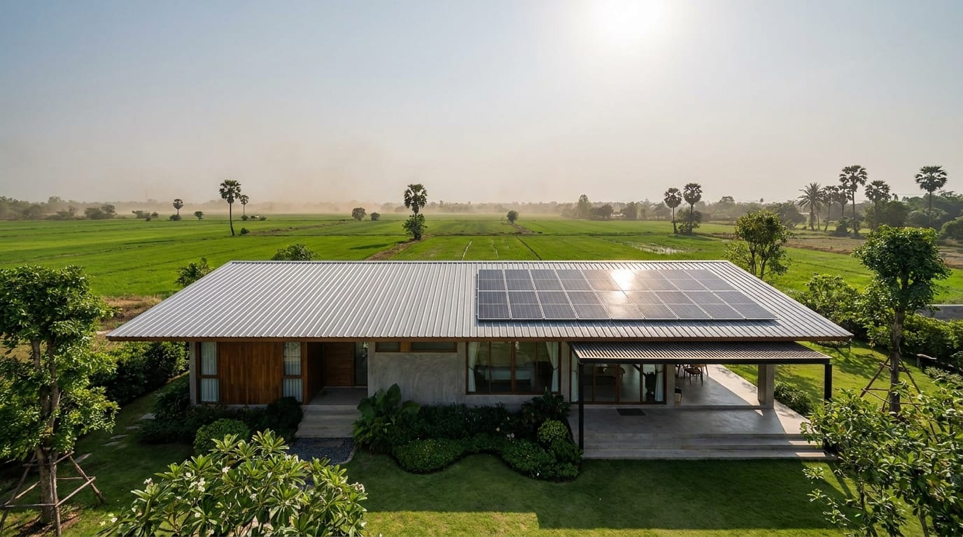 ติดตั้งโซล่าเซลล์ บ้านในโคราช นครราชสีมา ภาคอีสาน ระบบ On-Grid 5kW PEA โคราช ปี 2569