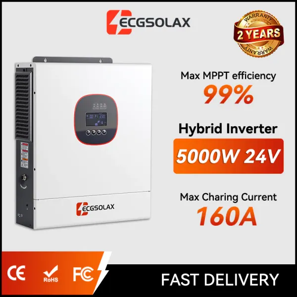 ECGSOLAX 5KW อินเวอร์เตอร์ไฮบริด Off-grid 24V MPPT — วางซ้อนกันได้