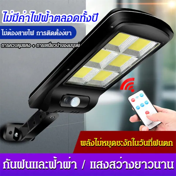 ไฟสนามติดผนังอัจฉริยะ + เซ็นเซอร์ + รีโมท — รั้ว/สวน/ตลาดนัด