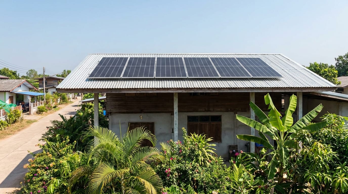 ระบบโซล่าเซลล์ 3kW ติดตั้งบนหลังคาทาวน์โฮมในประเทศไทยปี 2569